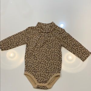 Leopard mock turtleneck onesie